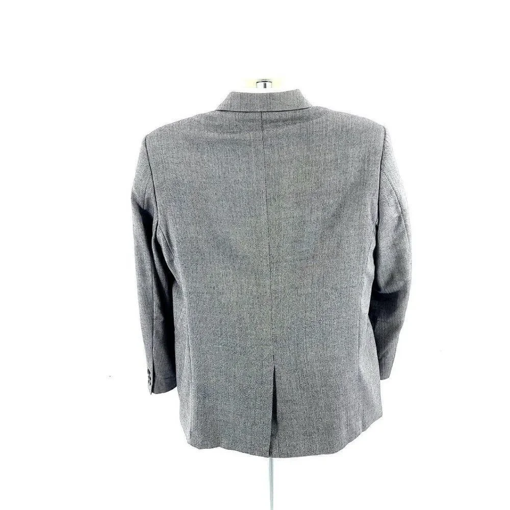 Alan Flusser Silk Worsted Wool Gray Herringbone 2 Button‎ Blazer 40R